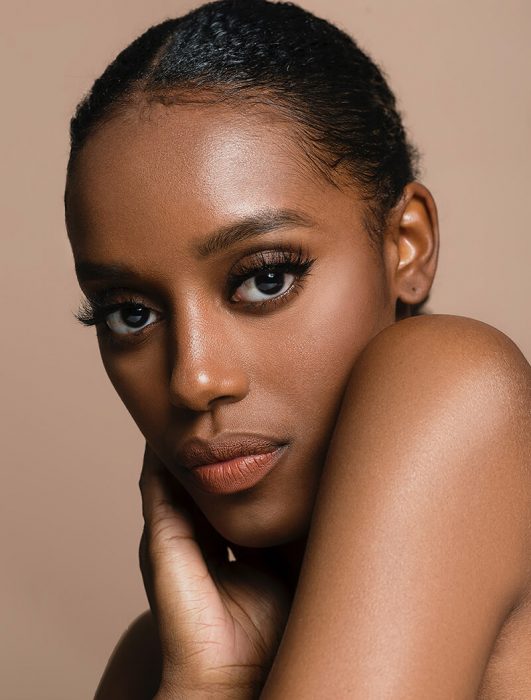 Beautiful African American woman with clear skin