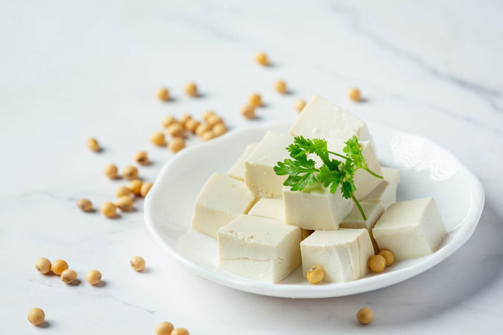 Raw tofu on a plate
