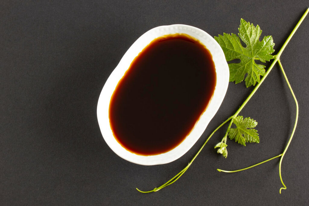 Soy sauce in small bowl