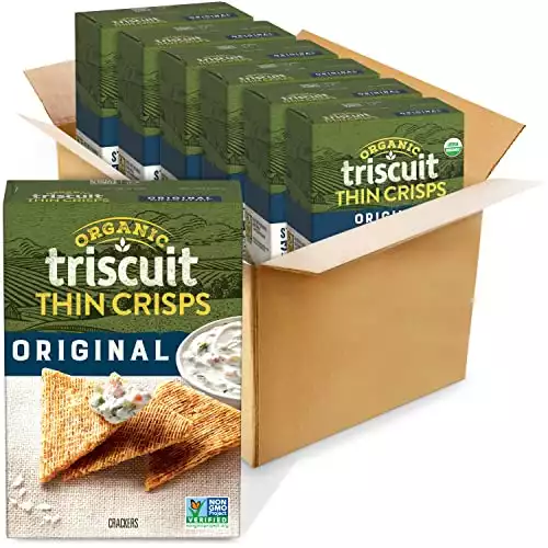 Triscuit Organic Thin Crisps Original Whole Grain Wheat Crackers, Organic Crackers, Vegan Crackers