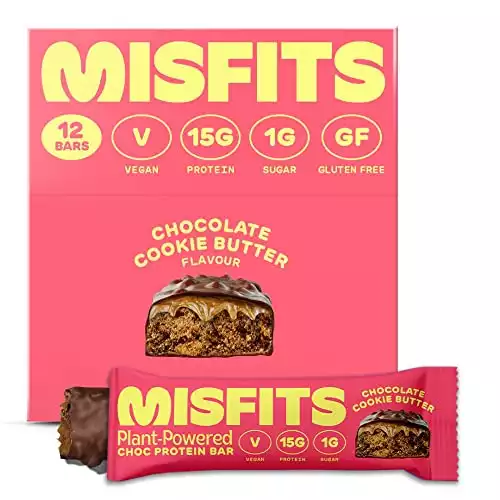 Misfits Vegan Protein Bar, Cookie Butter, Plant Based Chocolate Protein Bars