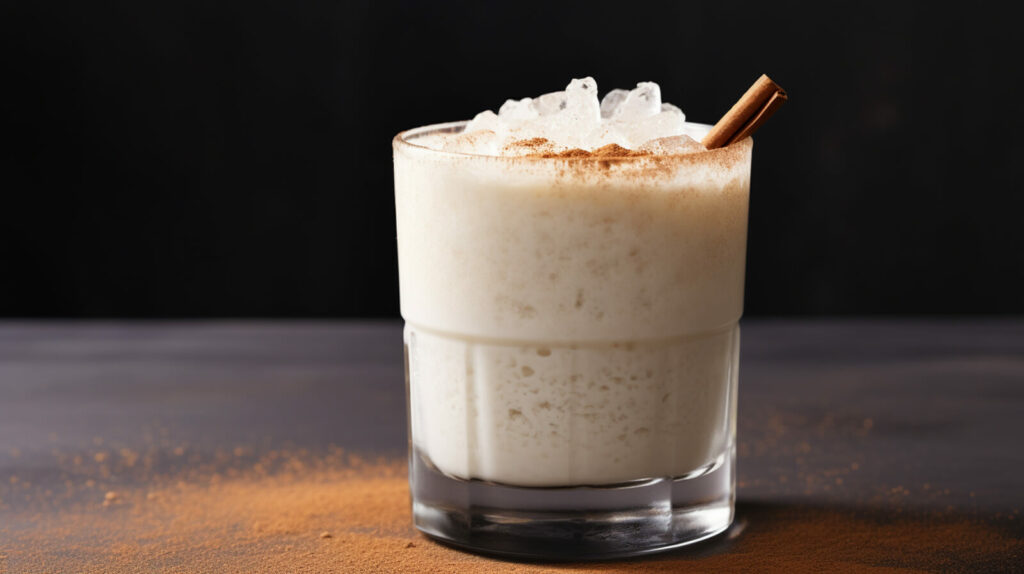 Horchata with cinnamon on top