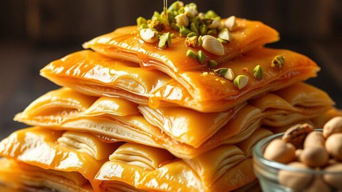 baklava typically contains honey